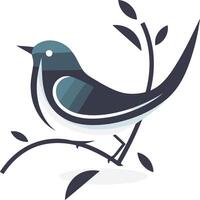 Stylized Bird on a Branch vector