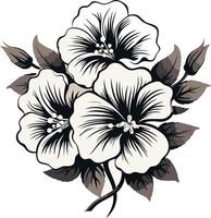 Elegant Black and White Flower Illustration vector