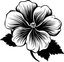 A detailed black and white illustration of a single hibiscus flower, perfect for adding a touch of elegance to your designs vector