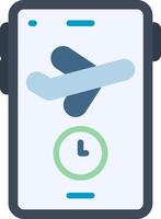 Flight On Time On Phone App Flat Icon vector