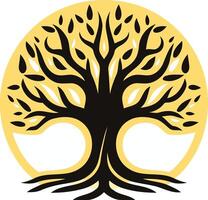 Tree of Life Symbol with Yellow Background vector