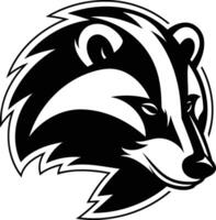 A powerful and bold black and white illustration of a badger's head, perfect for branding, logo design, or mascot creation vector