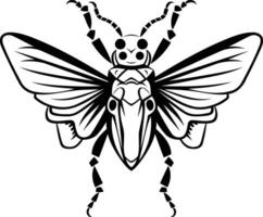 Stylized black and white illustration of a beetle with outstretched wings vector