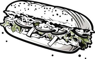 A Close up View of a Delicious Sub Sandwich vector
