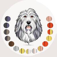 Bearded Collie Portrait with Colour Palette vector