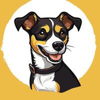 Smiling Black and White Dog with a Tan Patch vector