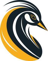 Stylized Bird Profile in Black and Gold vector
