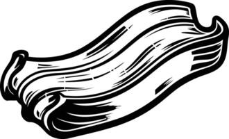 A bold, black and white illustration of a single, curved strip of bacon, perfect for adding a delicious and graphic element to your designs vector