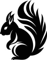 Stylized silhouette of a squirrel with a detailed, feathered tail vector