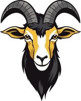 Smiling Goat with Curled Horns vector