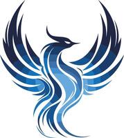 Stylized Blue Phoenix Illustration vector