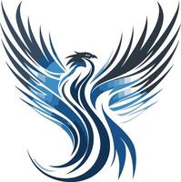 Abstract Blue Phoenix with Spread Wings vector