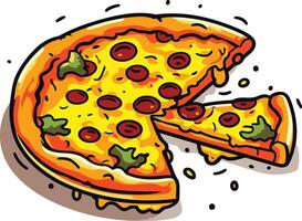 Cartoon Pizza with One Missing Slice vector