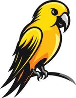 Yellow Parakeet Perched on a Branch vector