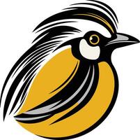 Stylized Illustration of a Bird with a Black and Yellow Crest vector