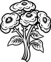 A striking black and white illustration of a floral bouquet, perfect for adding a touch of vintage elegance to your designs vector