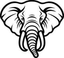 A bold black and white illustration of an elephant head, perfect for adding a touch of strength and wisdom to your designs vector
