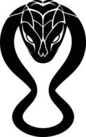 A striking black and white illustration of a cobra in a striking pose, perfect for logo design, tattoos, or as a symbol of power and danger vector