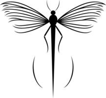 Simple, black and white illustration of a dragonfly in flight vector