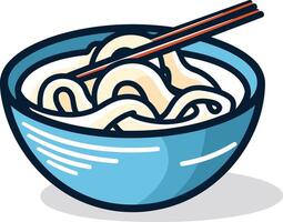 Bowl of Noodles with Chopsticks vector