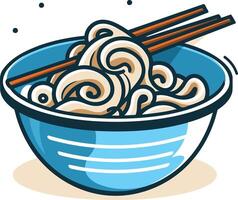 Bowl of Noodles with Chopsticks vector
