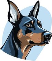 Doberman Portrait with a Blue and Brown Color Palette vector