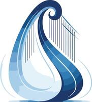 Abstract Watercolor Harp in Blue Tones vector