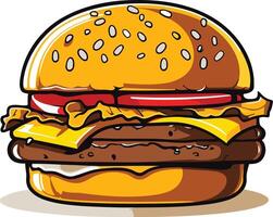 Double Cheeseburger with Sesame Seed Bun vector