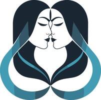 Twin Portrait with Closed Eyes vector
