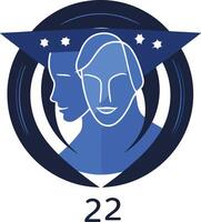 Gemini Zodiac Symbol with Number 22 vector