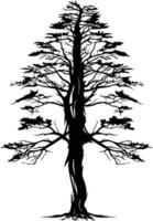 A striking silhouette of a lone tree, showcasing its intricate branches and unique shape vector