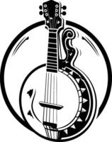 A bold, stylized banjo in black and white, perfect for music, folk, and americana design projects vector