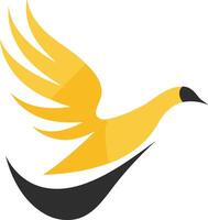 Abstract Yellow Bird with Black Tail Feathers vector