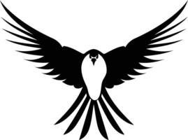 A powerful and iconic black and white silhouette of a soaring bird with wings spread wide vector