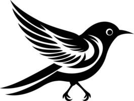 A stylized black and white silhouette of a bird in flight vector