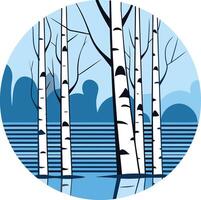 Birch Trees by a Blue Lake vector