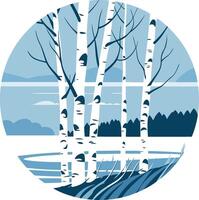 Winter Birch Trees by the Lake vector