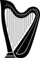 A simple yet elegant black and white illustration of a harp vector
