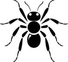 Simple black and white element illustration of an ant silhouette, perfect for logo design, icons, or graphic design projects vector