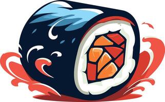 Sushi Roll with a Splash of Red vector