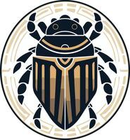 Stylized Scarab Beetle in a Circular Frame vector