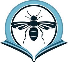 Bee Icon in an Open Book Symbol vector