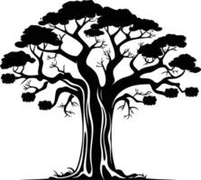 A simple yet striking silhouette of a large, majestic tree vector