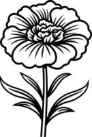 A simple, elegant line drawing of a single flower vector
