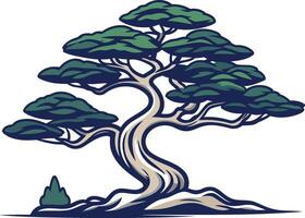 Bonsai Tree with a Twisting Trunk vector