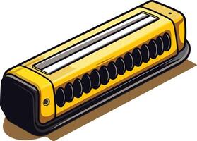 Yellow Harmonica with Black Keys vector