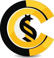 Abstract Logo with Letter C and Star vector
