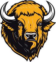 Bison Head Mascot with Ferocious Expression vector