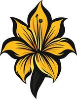 Yellow Flower with Black Outline vector