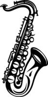 A simple, bold silhouette of a saxophone, perfect for adding a touch of jazz to your design vector